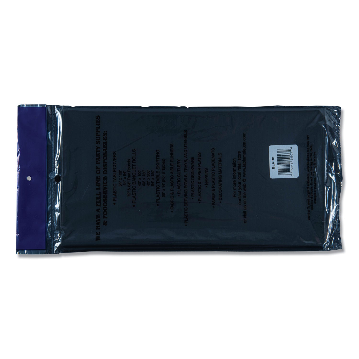 Table Set Rectangular Table Covers, Heavyweight Plastic, 54" x 108", Black, 6/Pack - 