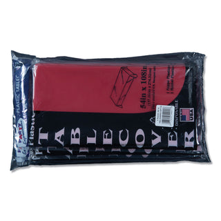 Table Set Rectangular Table Cover, Heavyweight Plastic, 54" x 108", Red, 6/Pack - 