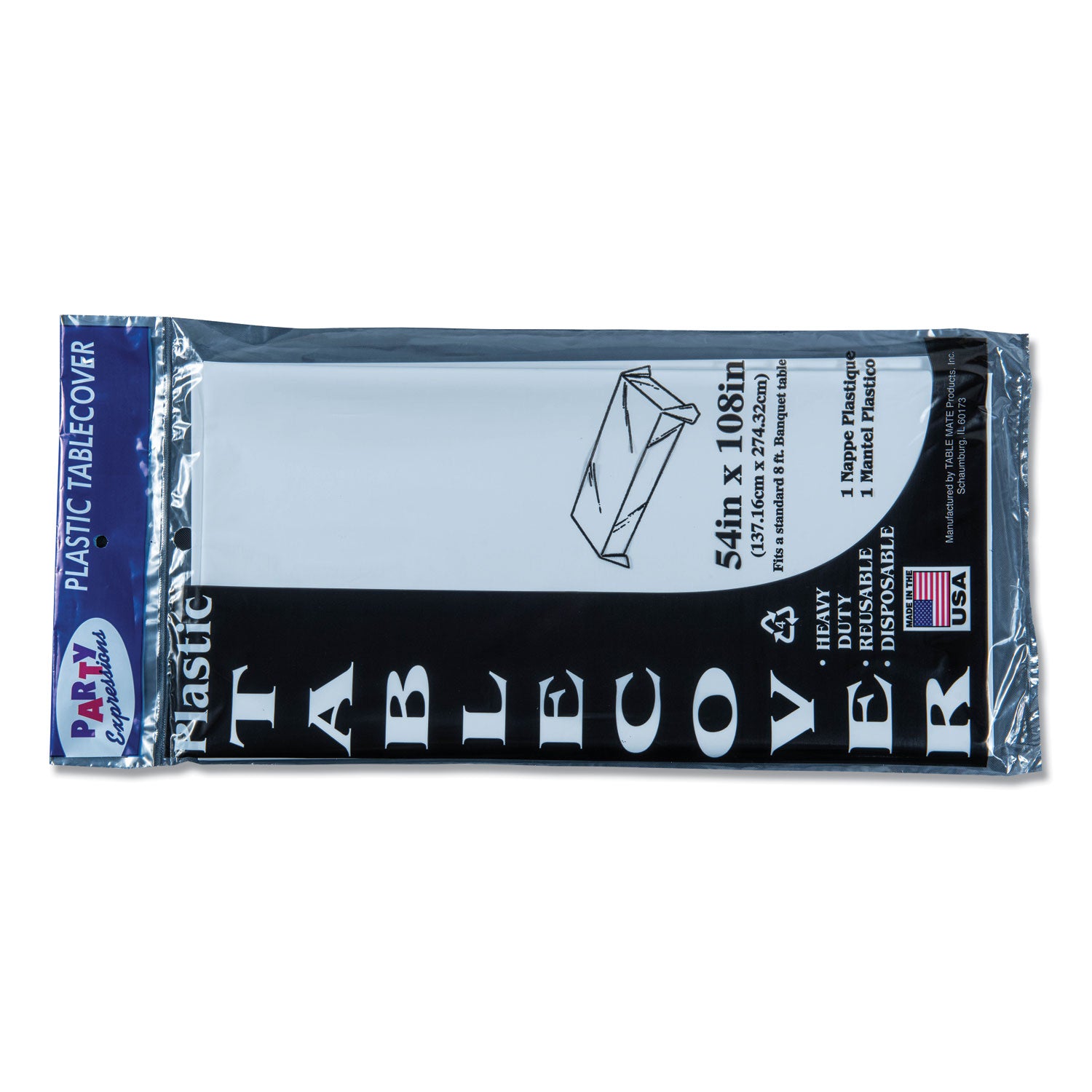 Table Set Rectangular Table Cover, Heavyweight Plastic, 54" x 108", White, 6/Pack - 