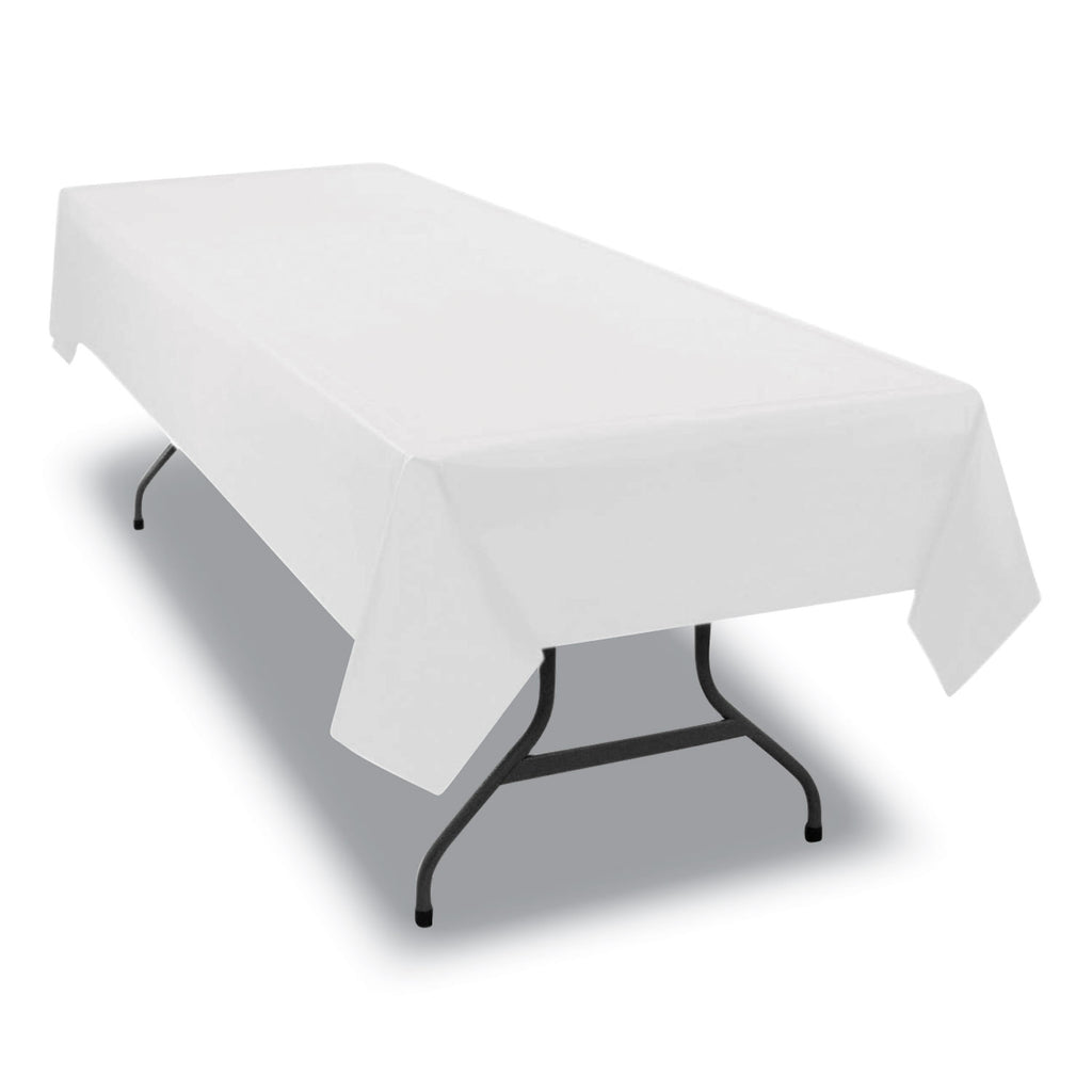 Table Set Rectangular Table Cover, Heavyweight Plastic, 54" x 108", White, 6/Pack - 