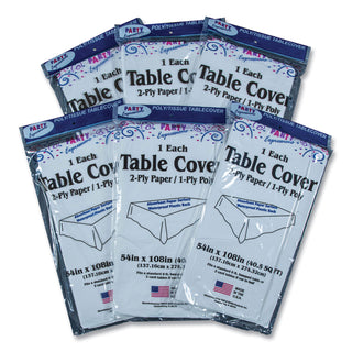 Table Set Poly Tissue Table Cover, 54" x 108", White, 6/Pack - 