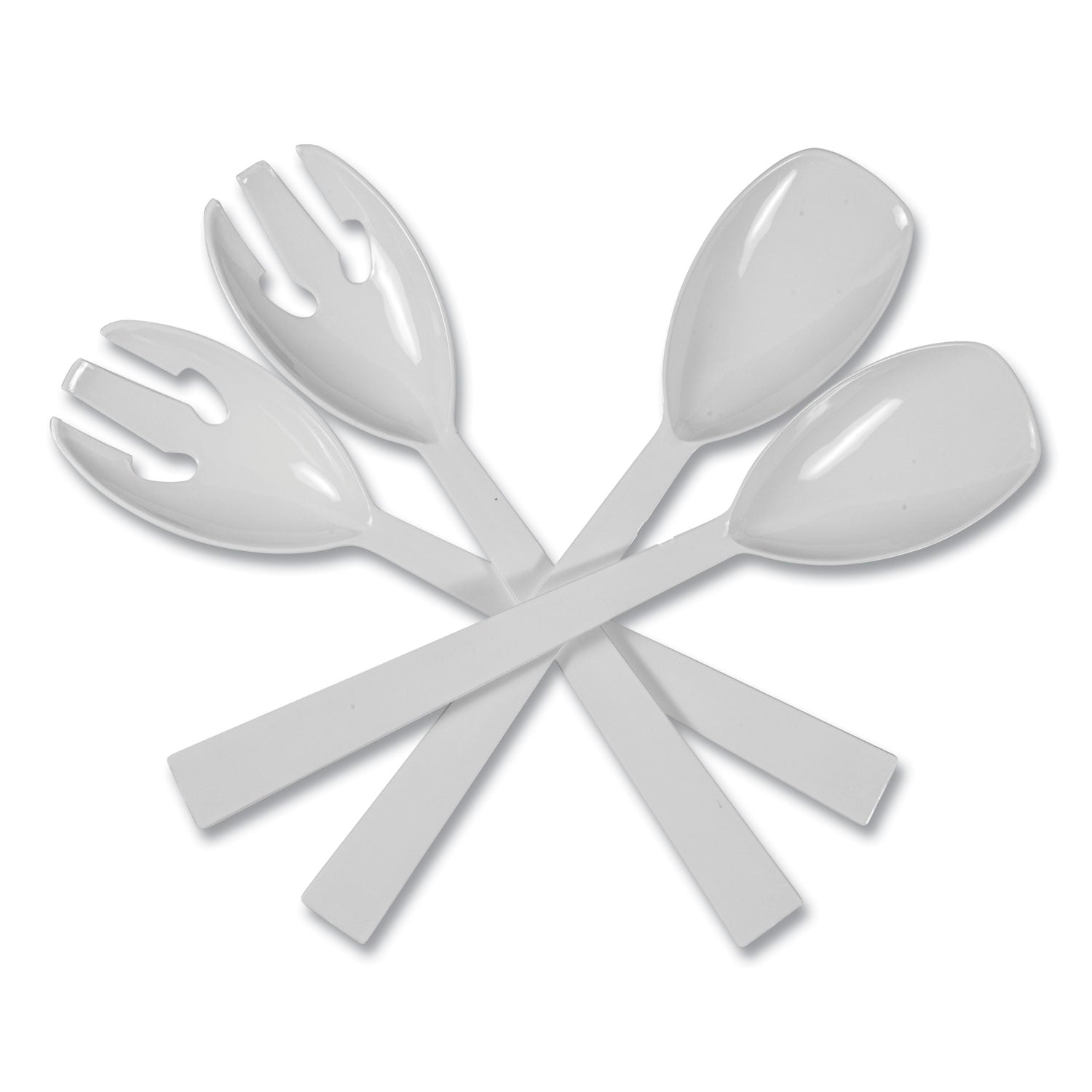 Table Set Plastic Serving Forks and Spoons, White, 24 Forks, 24 Spoons per Pack