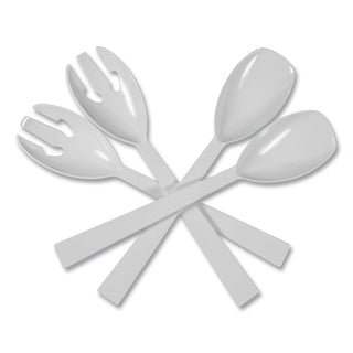 Table Set Plastic Serving Forks and Spoons, White, 24 Forks, 24 Spoons per Pack
