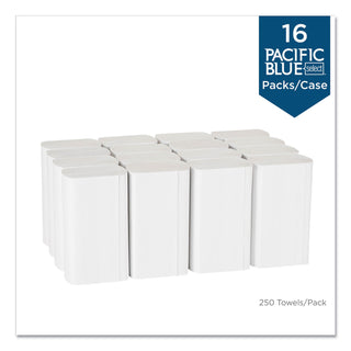Pacific Blue Select Folded Paper Towels, 1-Ply, 9.2 x 9.4, White, 250/Pack, 16 Packs/Carton