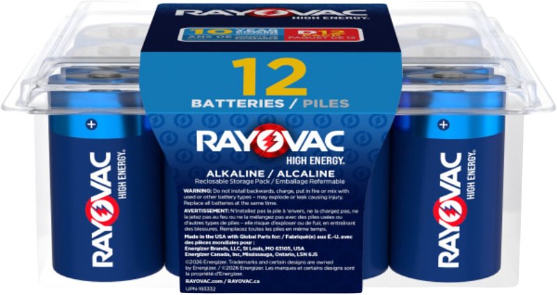 Alkaline D Batteries, 12/Pack