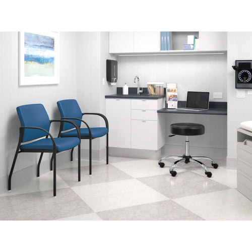 Adjustable Task/Lab Stool, Backless, Supports Up to 250 lb, 17.25" to 22" Seat Height, Black Seat, Steel Base - 