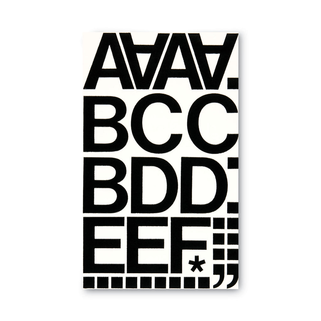 Press-On Vinyl Letters and Numbers, Self Adhesive, Black, 2"h, 77/Pack - 