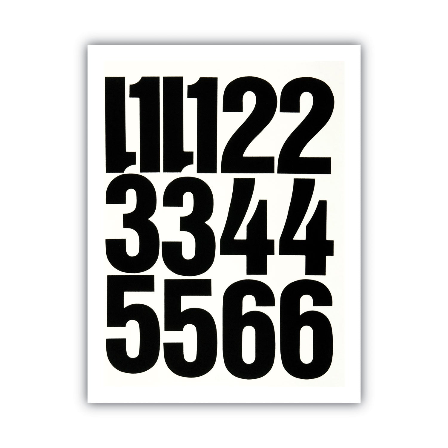 Press-On Vinyl Numbers, Self Adhesive, Black, 4"h, 23/Pack - 