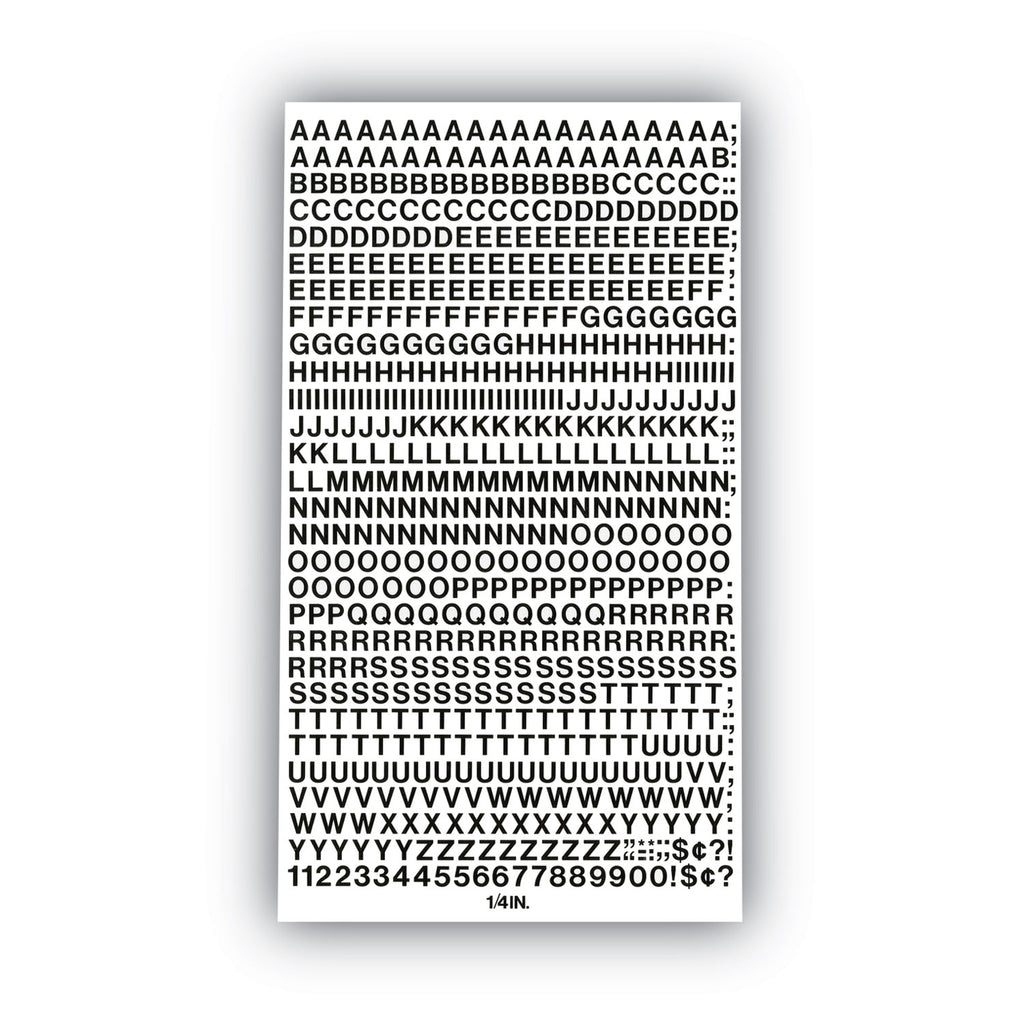 Press-On Vinyl Letters and Numbers, Self Adhesive, Black, 0.25"h, 610/Pack - 