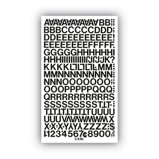 Press-On Vinyl Letters and Numbers, Self Adhesive, Black, 0.5"h, 201/Pack - 