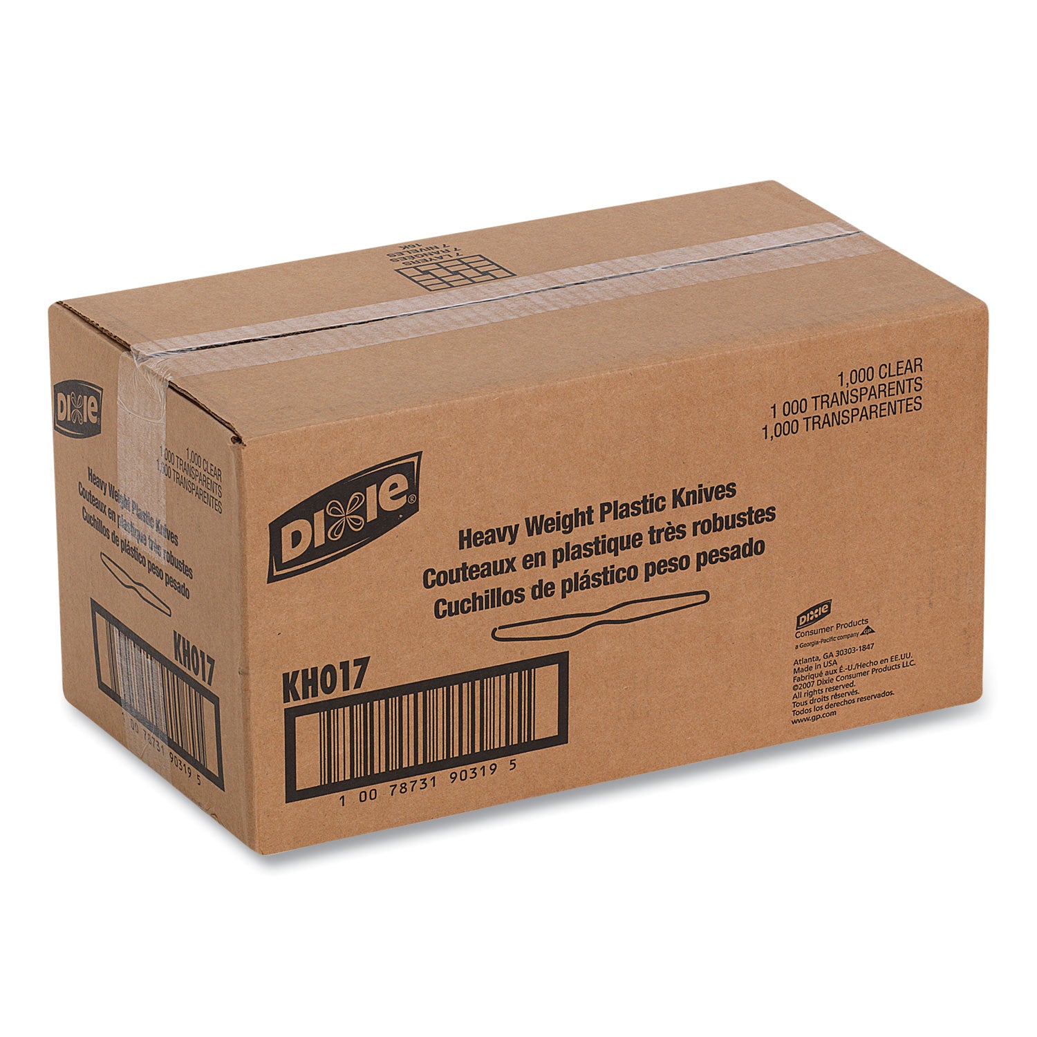 Heavyweight Polystyrene Cutlery, Knives, Clear, 1,000/Carton