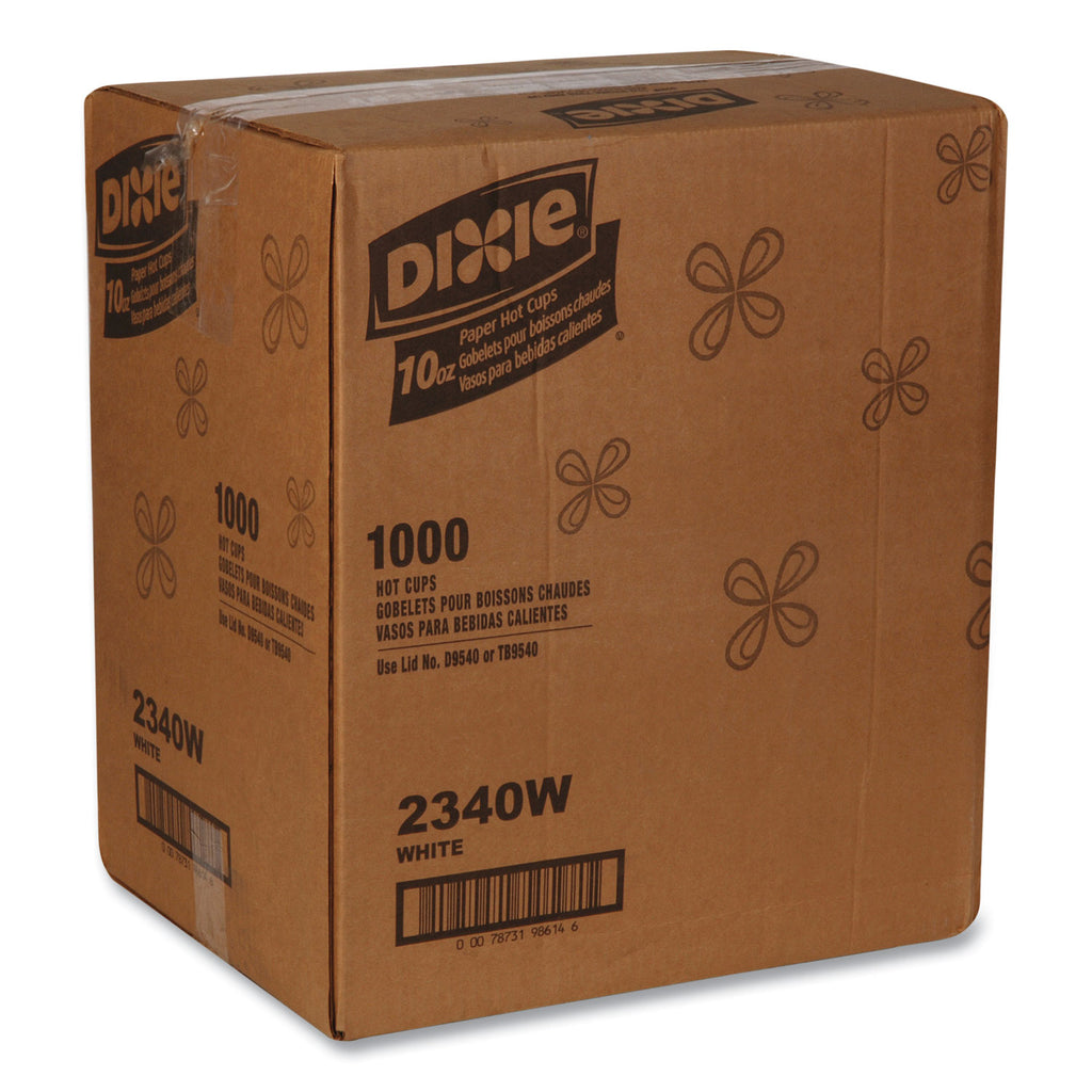 Paper Hot Cups, 10 oz, White, 50/Sleeve, 20 Sleeves/Carton
