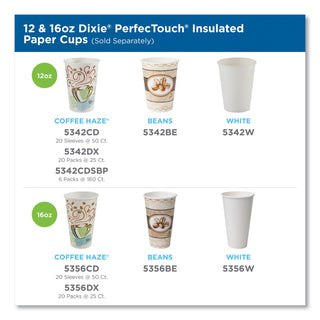 PerfecTouch Paper Hot Cups, 16 oz, Coffee Haze Design, 50/Pack