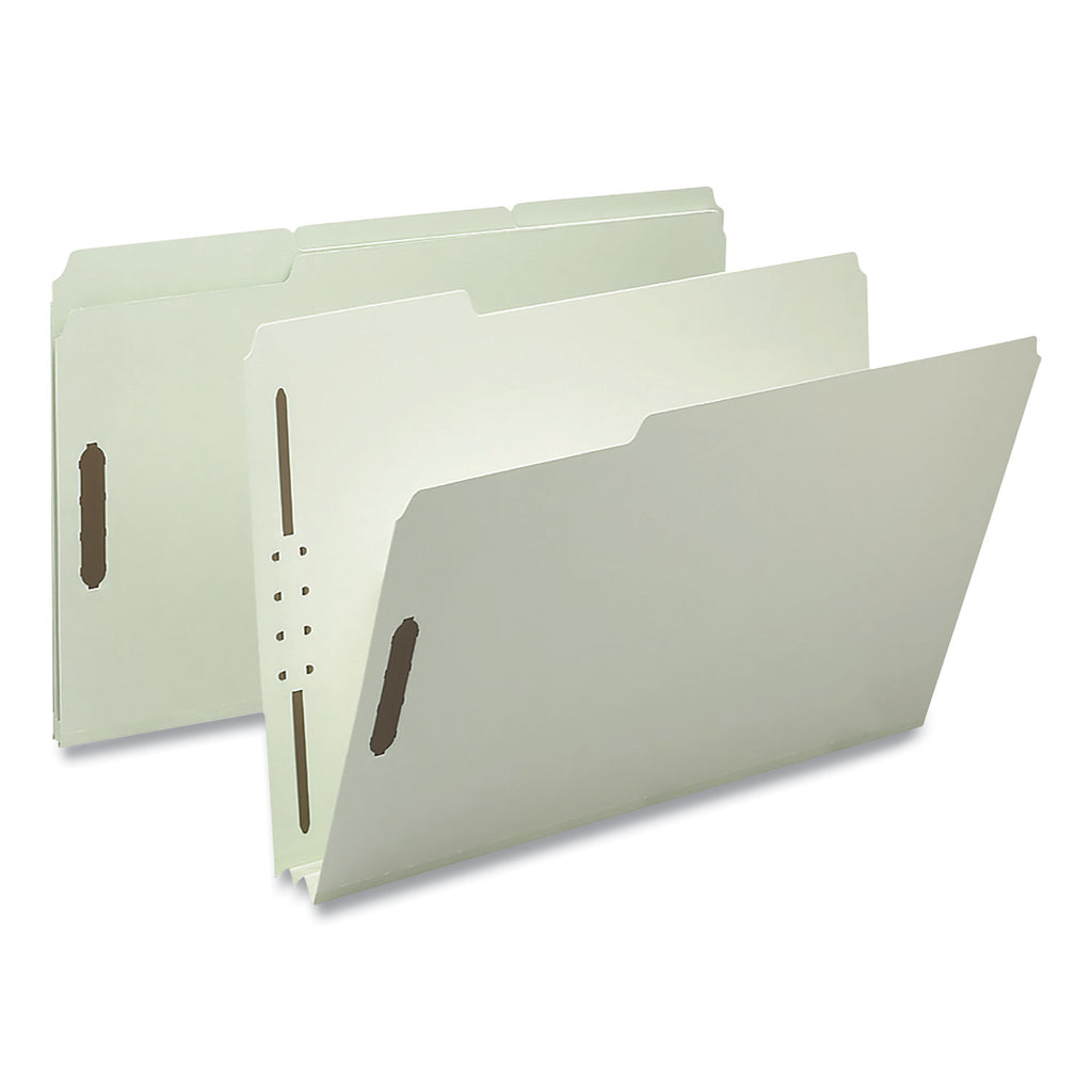 Recycled Pressboard Fastener Folders, 3" Expansion, 2 Fasteners, Legal Size, Gray-Green Exterior, 25/Box - 
