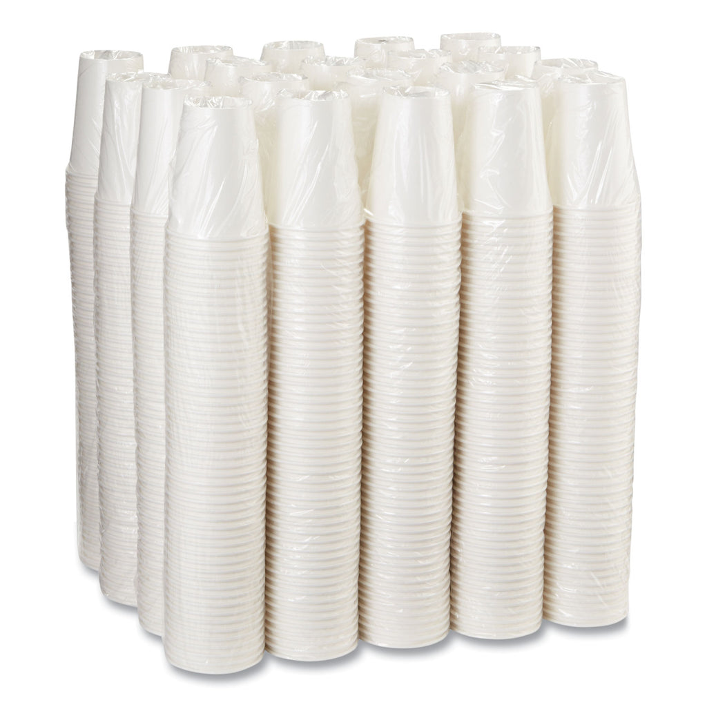 Paper Hot Cups, 12 oz, White, 50/Sleeve, 20 Sleeves/Carton