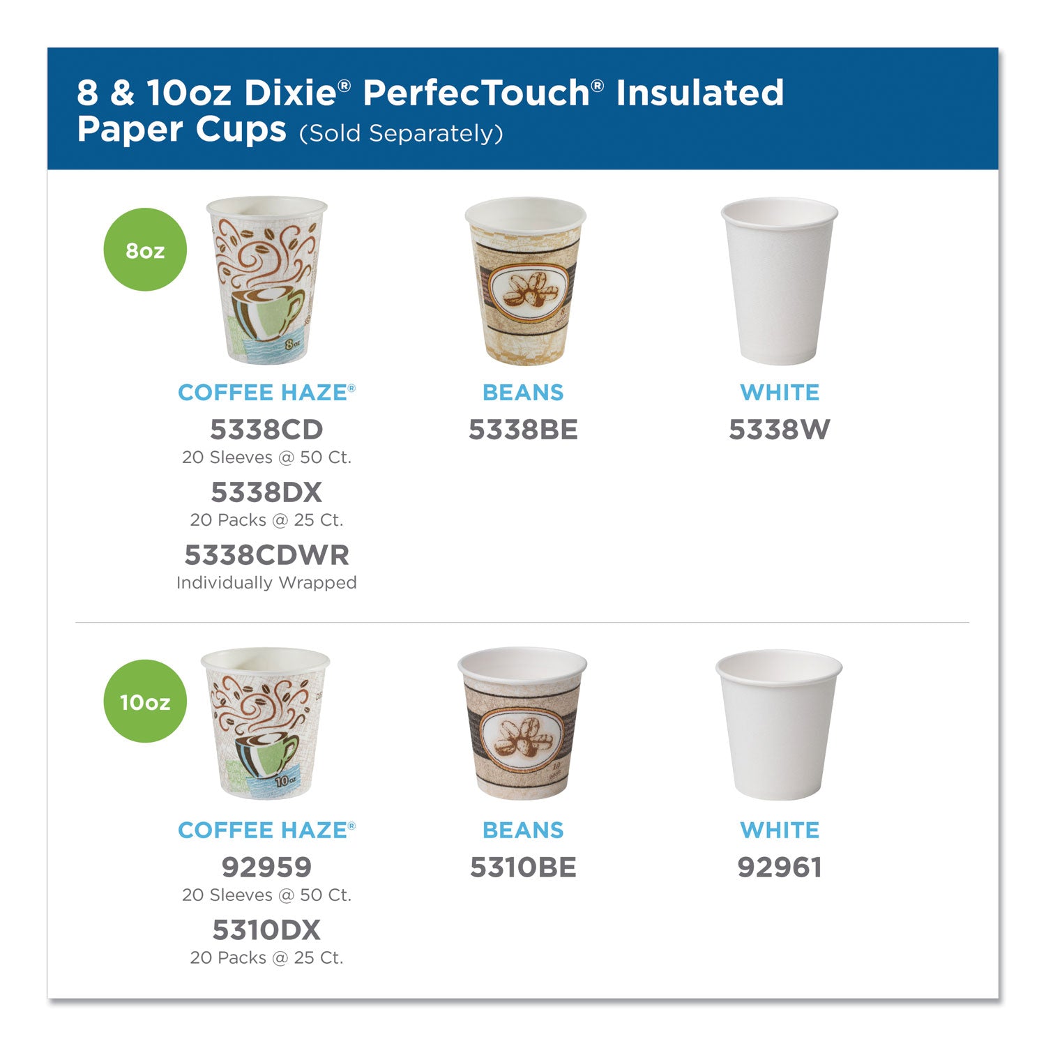 PerfecTouch Paper Hot Cups, 16 oz, Coffee Haze Design, 25 Sleeve, 20 Sleeves/Carton
