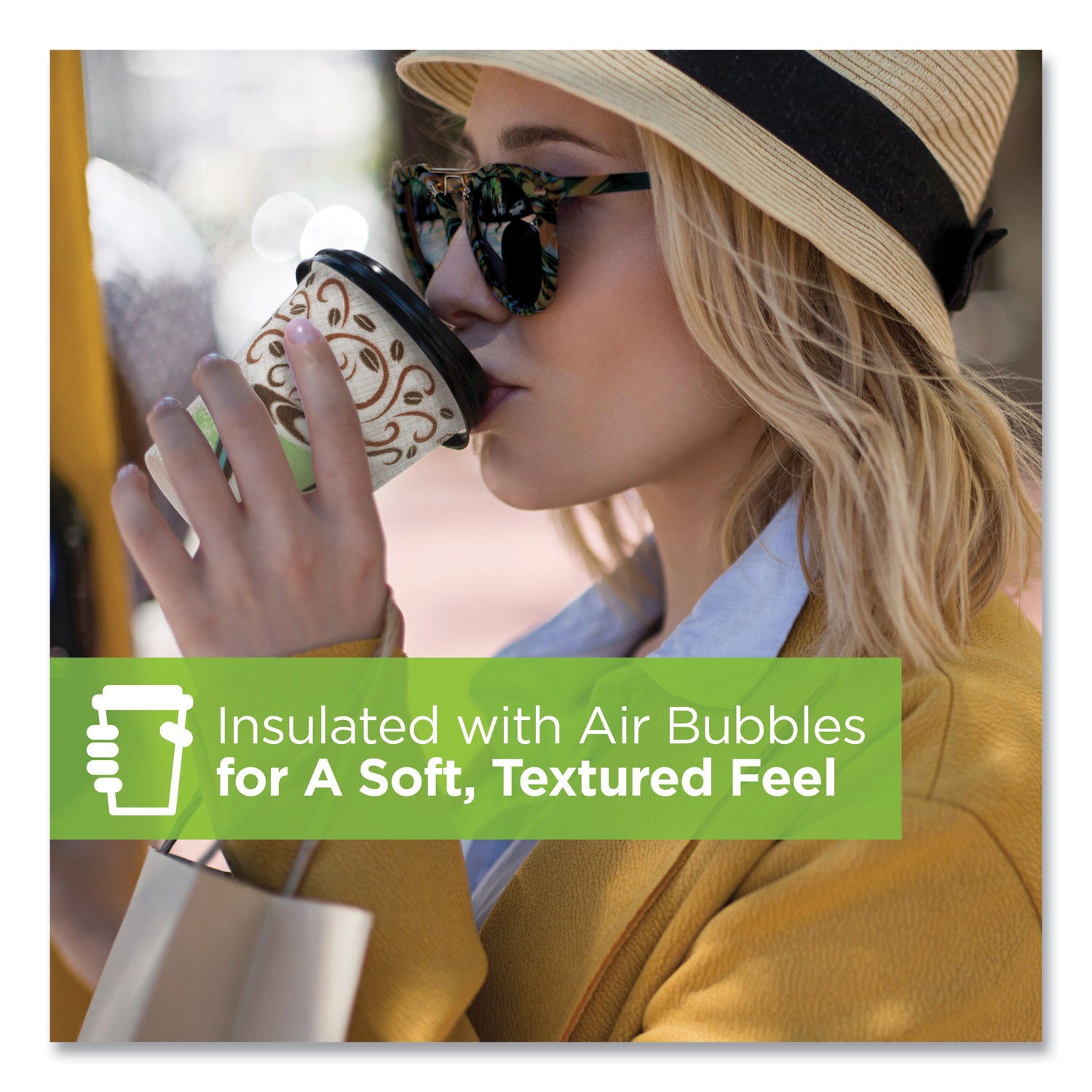 PerfecTouch Paper Hot Cups, 8 oz, Coffee Haze Design, 50/Pack