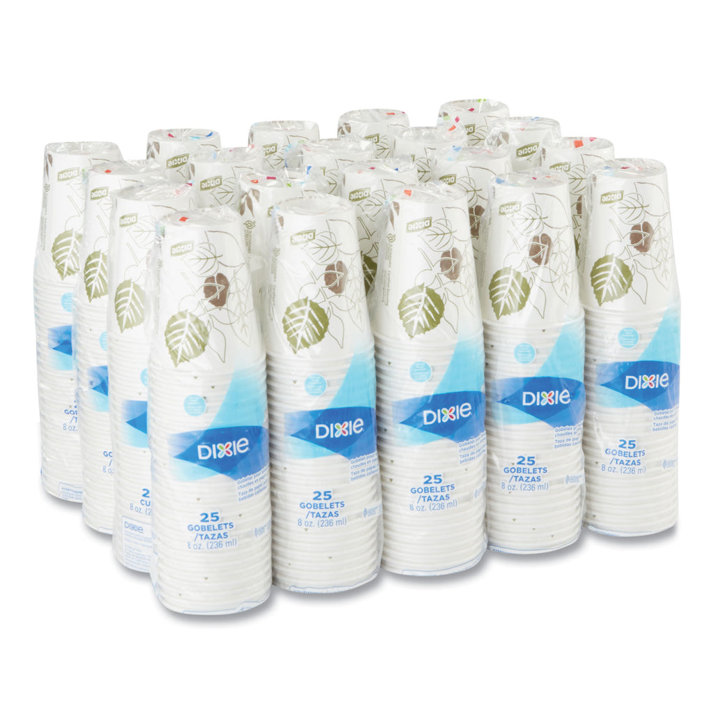 Pathways Paper Hot Cups, 8 oz, 25/Bag, 20 Bags/Carton