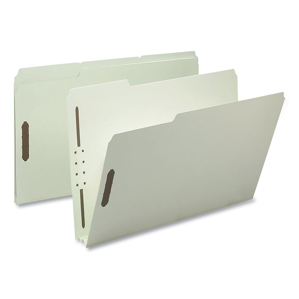 Recycled Pressboard Fastener Folders, 2" Expansion, 2 Fasteners, Legal Size, Gray-Green Exterior, 25/Box - 
