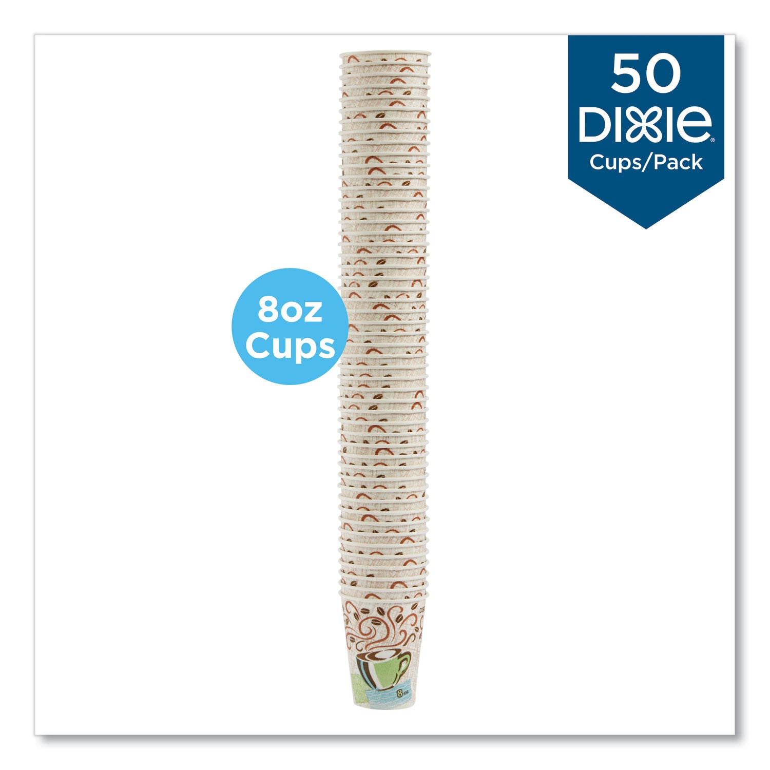 PerfecTouch Paper Hot Cups, 8 oz, Coffee Haze Design, 50/Pack