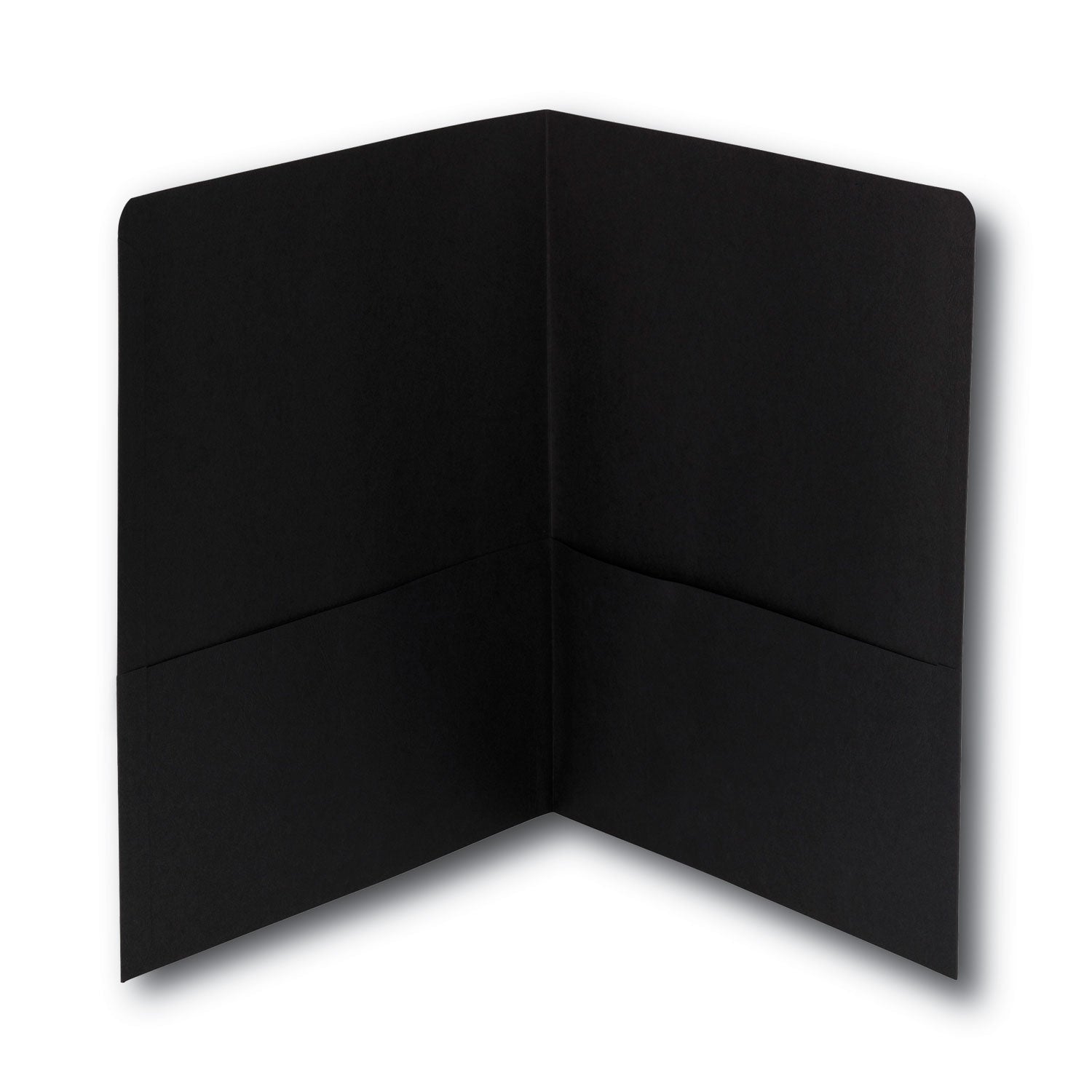 Two-Pocket Folder, Textured Paper, 100-Sheet Capacity, 11 x 8.5, Black, 25/Box - 