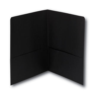 Two-Pocket Folder, Textured Paper, 100-Sheet Capacity, 11 x 8.5, Black, 25/Box - 