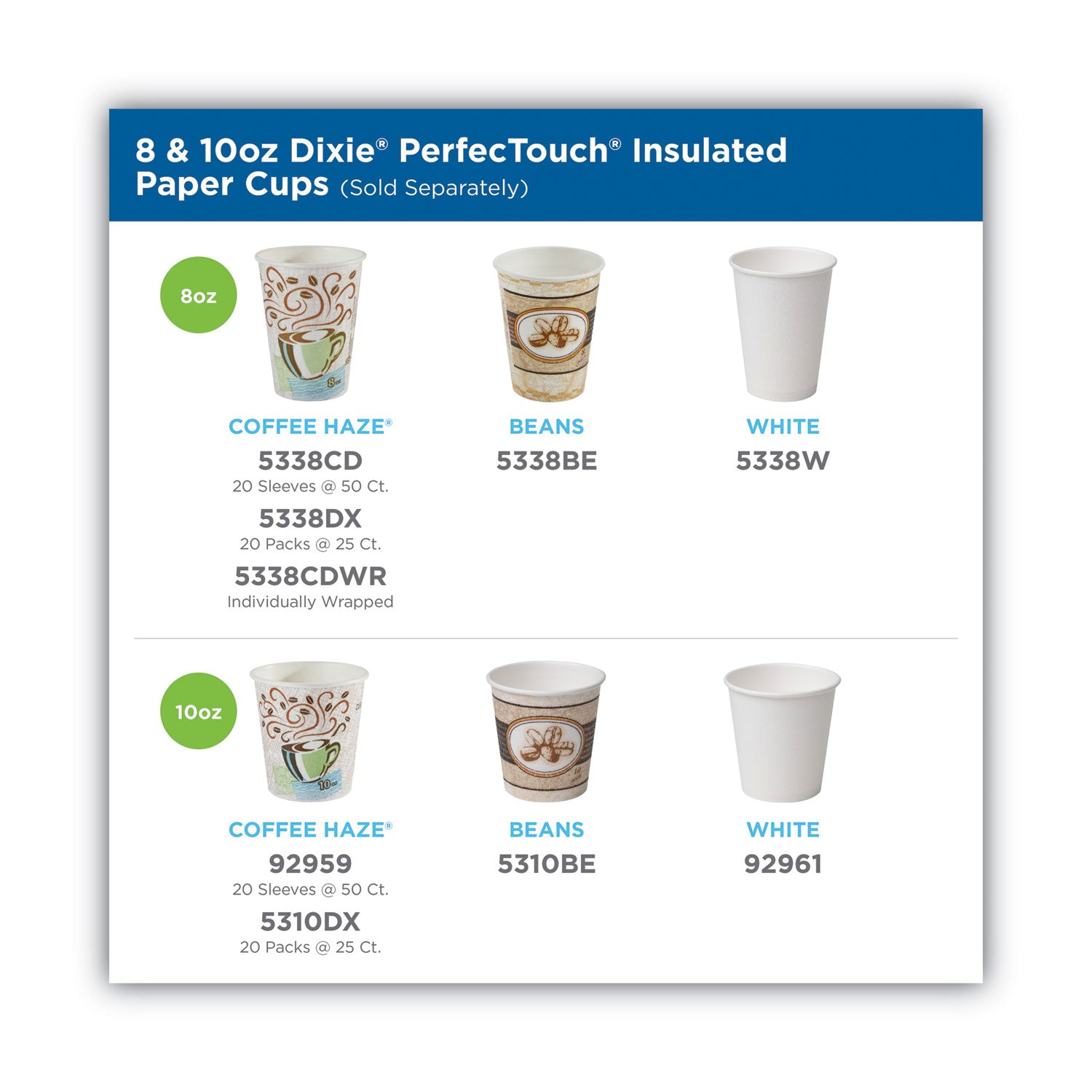 PerfecTouch Hot/Cold Cups, 12 oz, White, 50/Bag, 20 Bags/Carton