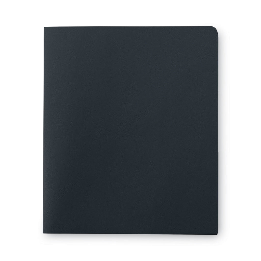 Two-Pocket Folder, Textured Paper, 100-Sheet Capacity, 11 x 8.5, Black, 25/Box - 