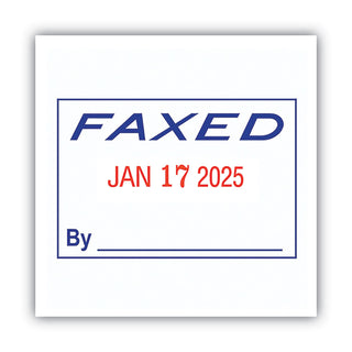 Model S 360 Two-Color Message Dater, 1.75 x 1, "Faxed," Self-Inking, Blue/Red - 