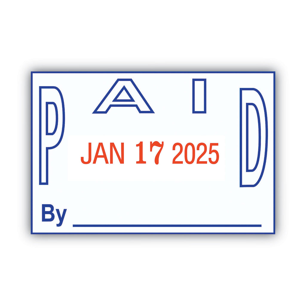 Model S 360 Two-Color Message Dater, 1.75 x 1, "Paid," Self-Inking, Blue/Red - 