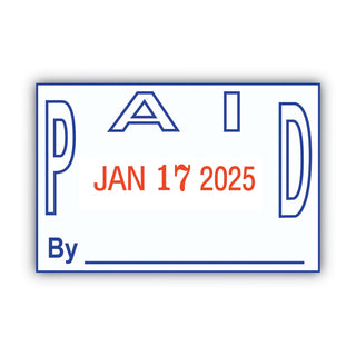 Model S 360 Two-Color Message Dater, 1.75 x 1, "Paid," Self-Inking, Blue/Red - 