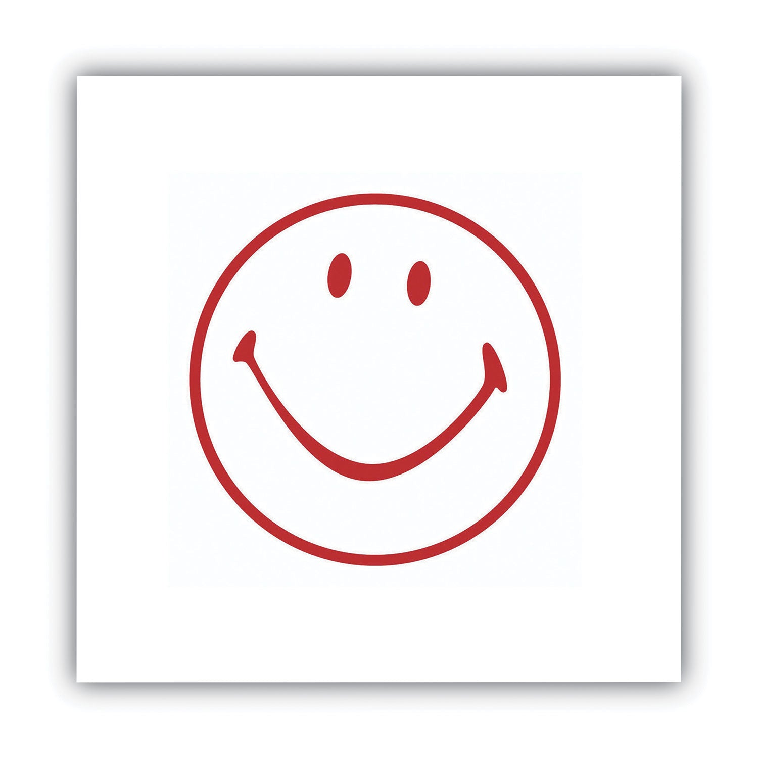 Pre-Inked Round Stamp, Smiley, 0.63" dia, Red - 