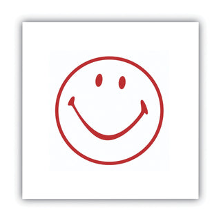 Pre-Inked Round Stamp, Smiley, 0.63" dia, Red - 