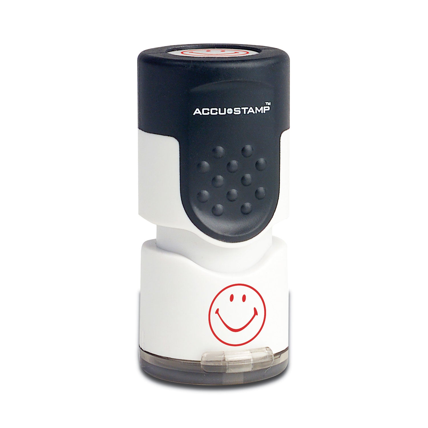 Pre-Inked Round Stamp, Smiley, 0.63" dia, Red - 