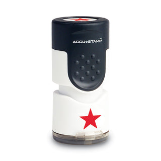Pre-Inked Round Stamp with Microban, Star, 0.63" dia, Red - 