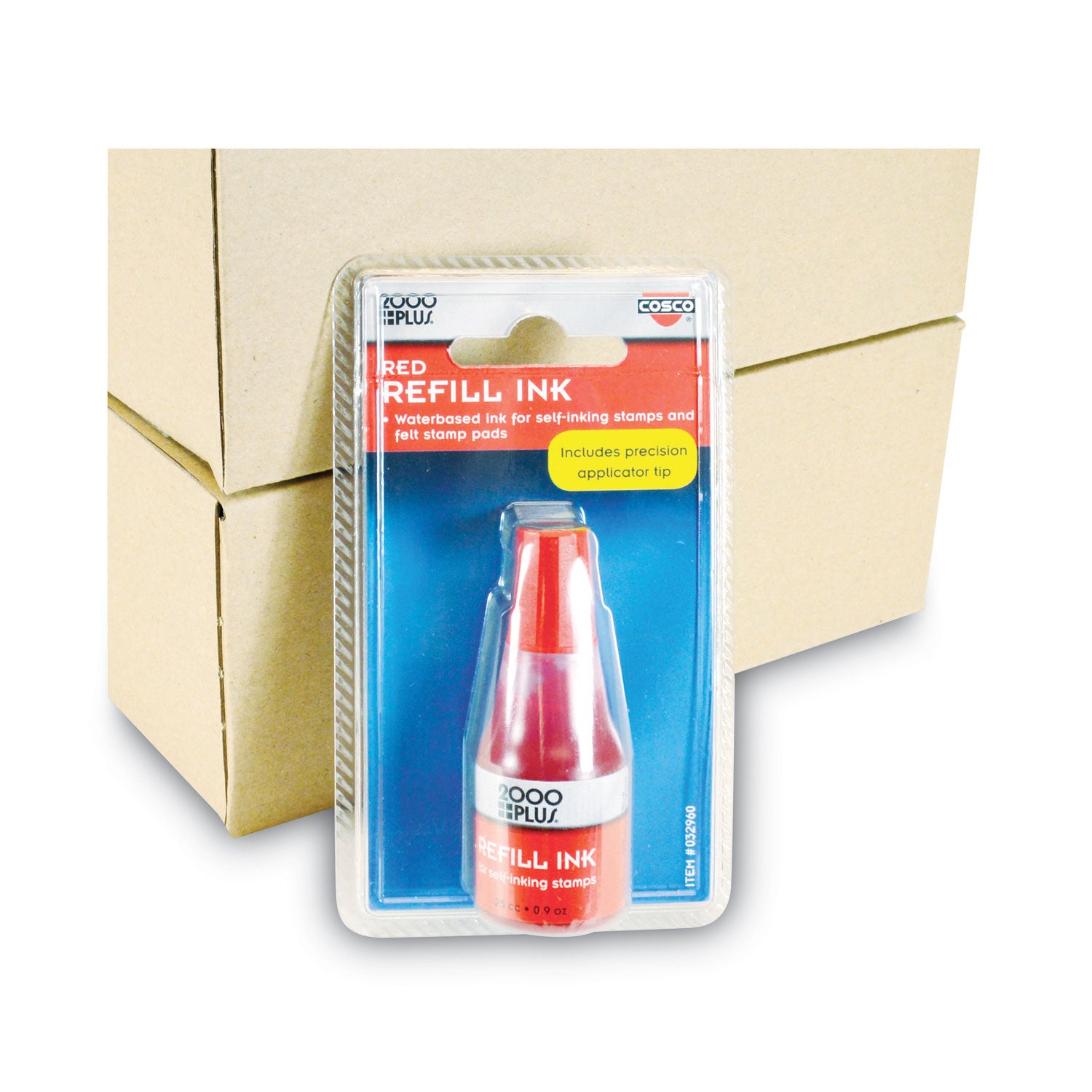 Self-Inking Refill Ink, 0.9 oz. Bottle, Red - 