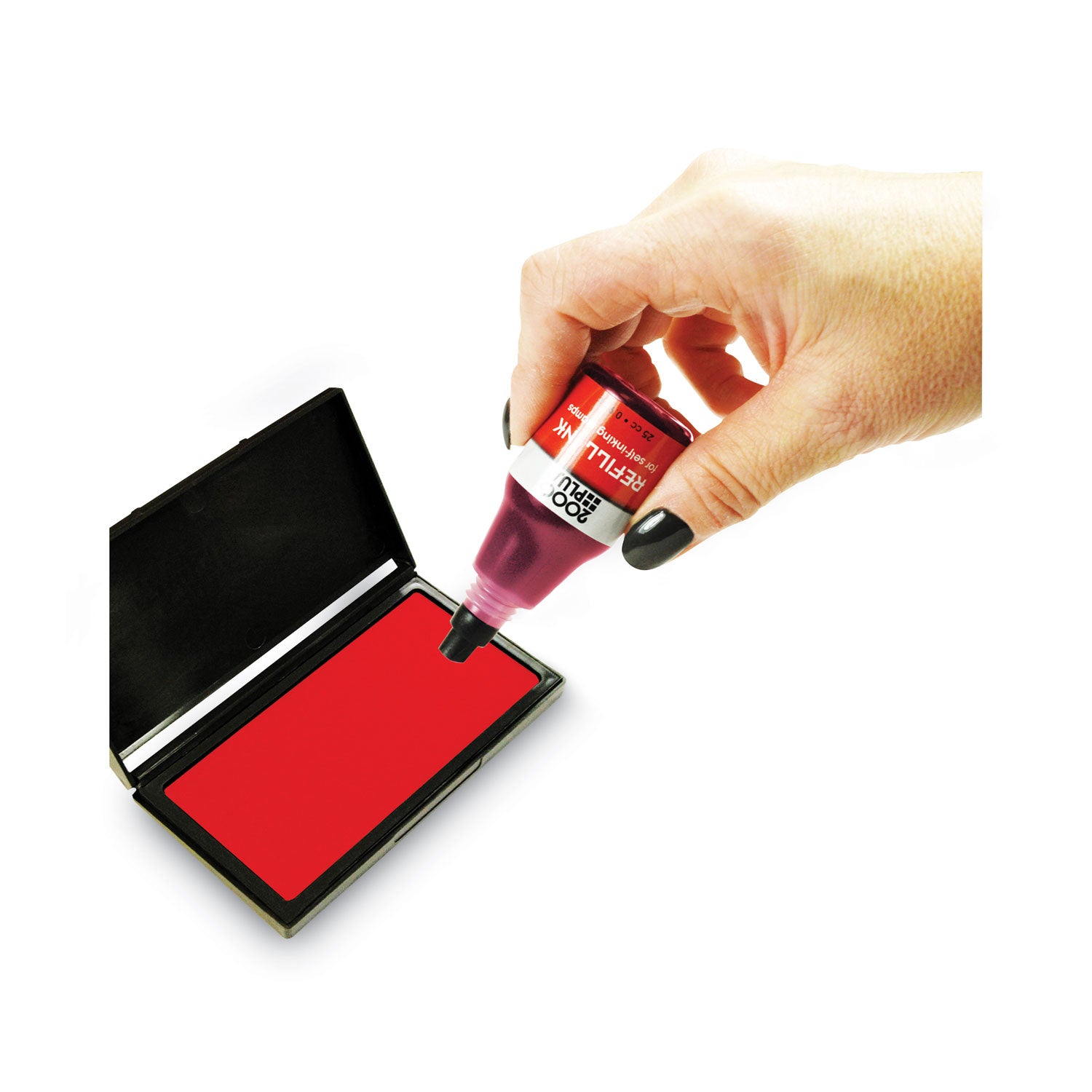 Self-Inking Refill Ink, 0.9 oz. Bottle, Red - 