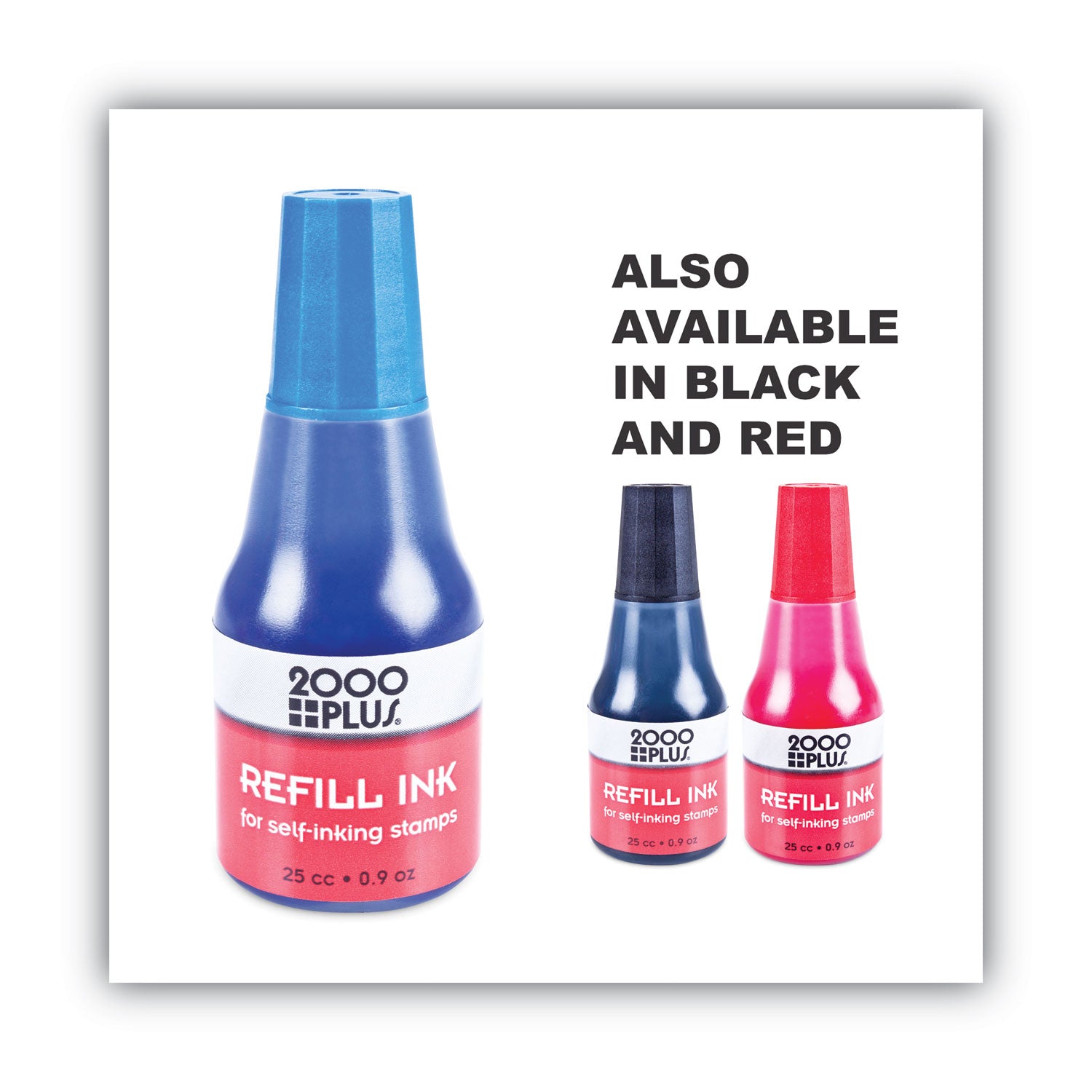 Self-Inking Refill Ink, 0.9 oz. Bottle, Blue - 