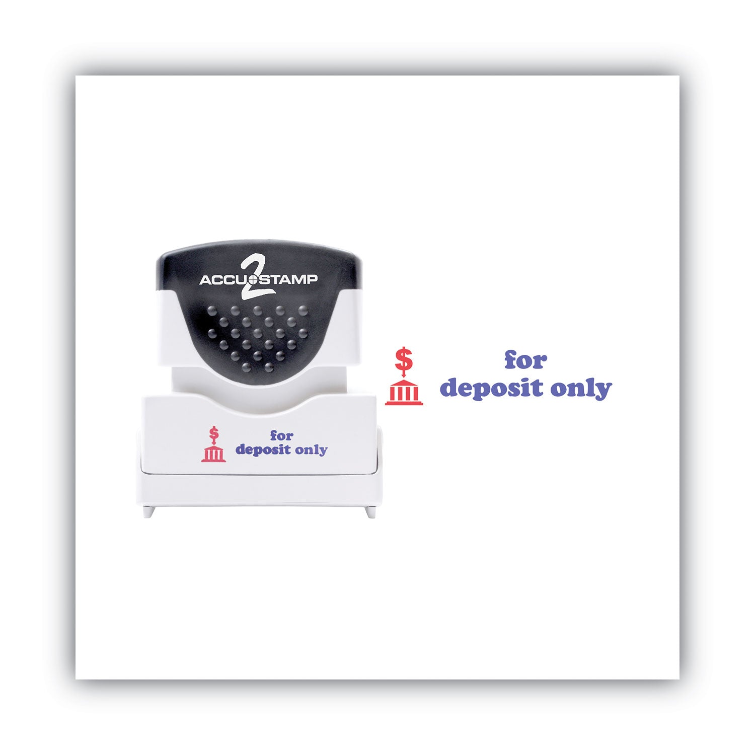 Pre-Inked Shutter Stamp, Red/Blue, FOR DEPOSIT ONLY, 1.63 x 0.5 - 