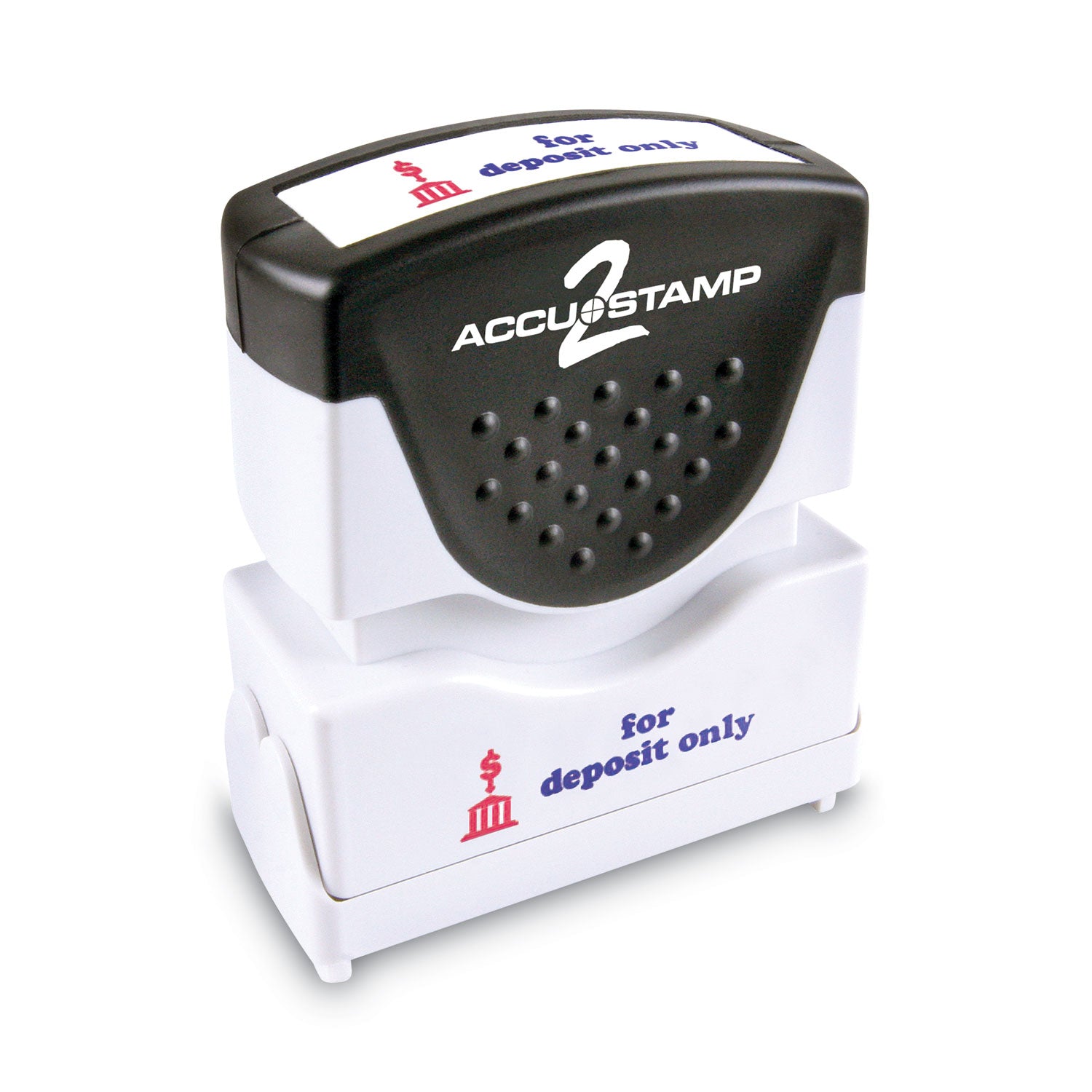 Pre-Inked Shutter Stamp, Red/Blue, FOR DEPOSIT ONLY, 1.63 x 0.5 - 