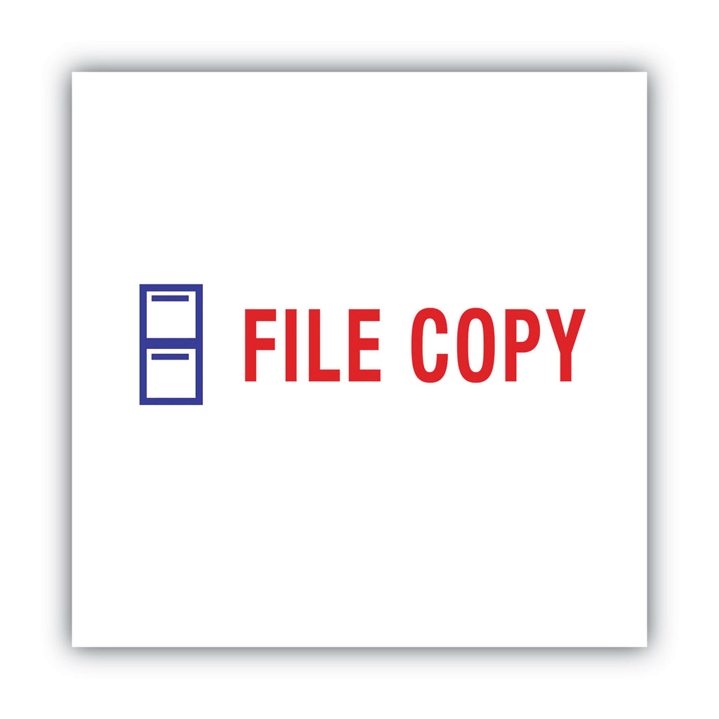 Pre-Inked Shutter Stamp, Red/Blue, FILE COPY, 1.63 x 0.5 - 