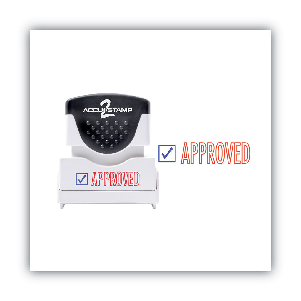 Pre-Inked Shutter Stamp, Red/Blue, APPROVED, 1.63 x 0.5 - 