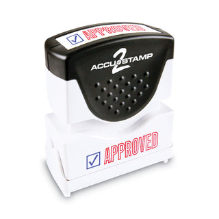 Pre-Inked Shutter Stamp, Red/Blue, APPROVED, 1.63 x 0.5 - 