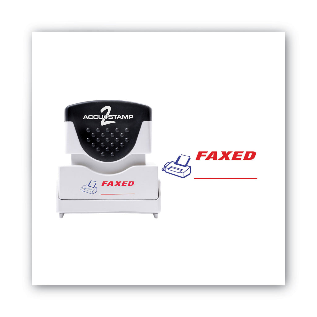 Pre-Inked Shutter Stamp, Red/Blue, FAXED, 1.63 x 0.5 - 