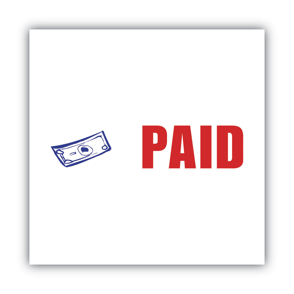 Pre-Inked Shutter Stamp with Microban, Red/Blue, PAID, 1.63 x 0.5 - 
