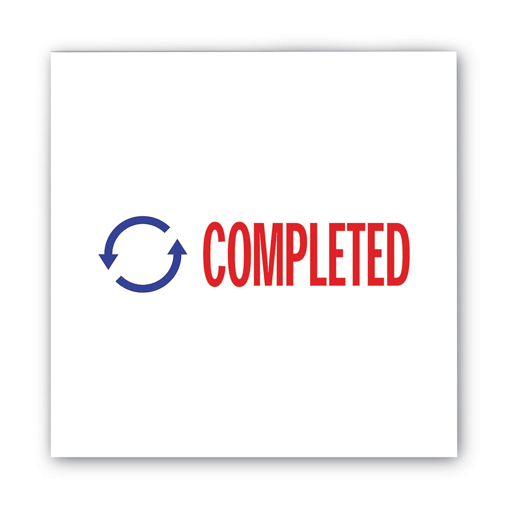Pre-Inked Shutter Stamp, Red/Blue, COMPLETED, 1.63 x 0.5 - 