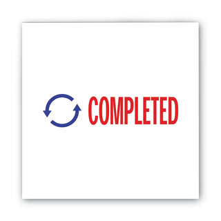 Pre-Inked Shutter Stamp, Red/Blue, COMPLETED, 1.63 x 0.5 - 