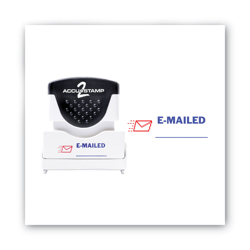 Pre-Inked Shutter Stamp, Red/Blue, EMAILED, 1.63 x 0.5 - 