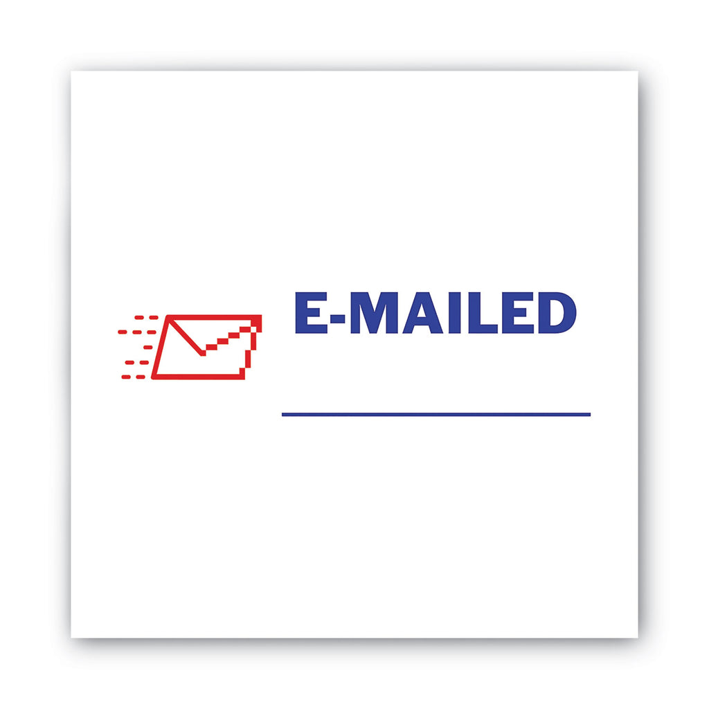 Pre-Inked Shutter Stamp, Red/Blue, EMAILED, 1.63 x 0.5 - 