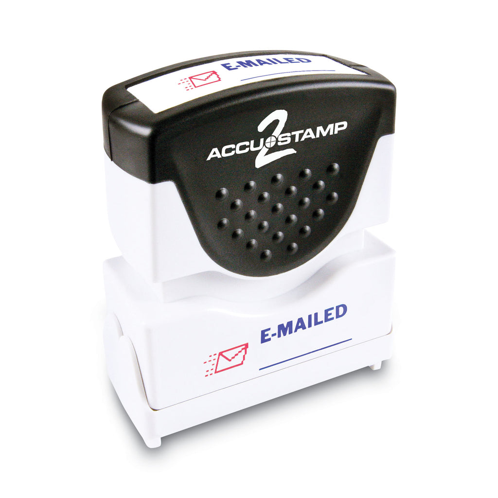 Pre-Inked Shutter Stamp, Red/Blue, EMAILED, 1.63 x 0.5 - 